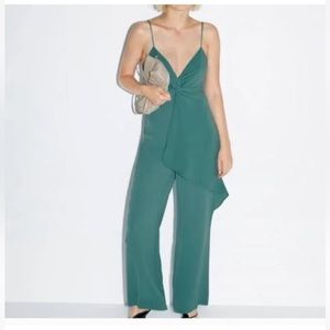 Zara Drape Front Teal Color Jumpsuit NEW WITH TAGS!!